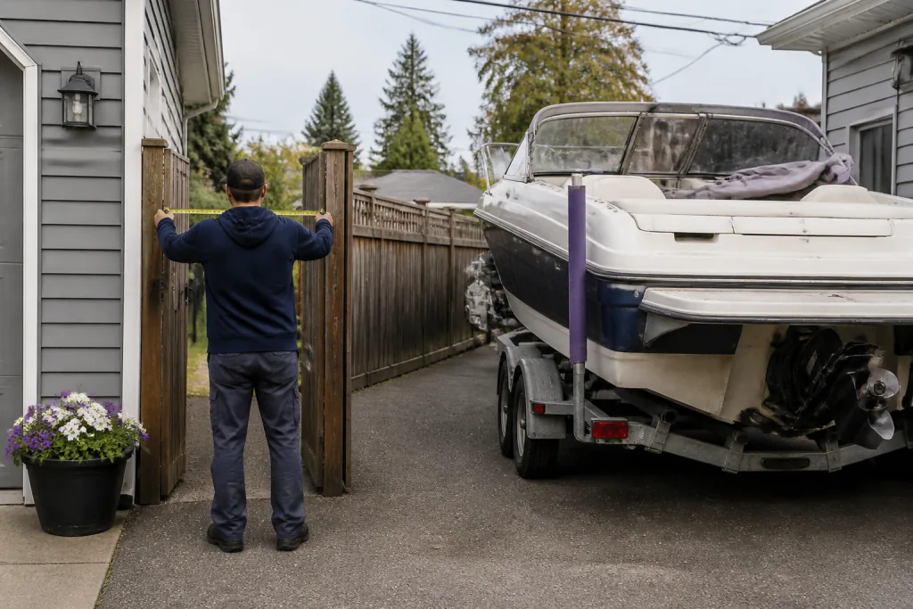 Boat access conditions being measured before removal planning