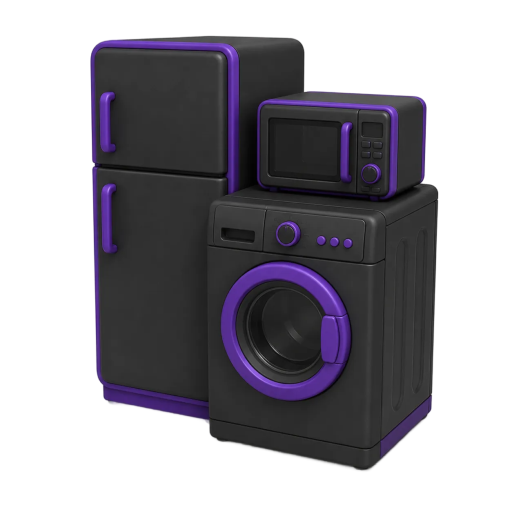 Refrigerator, microwave, washing machine, and oven
