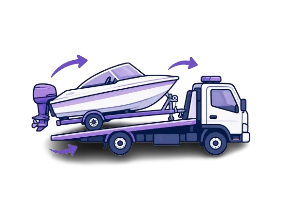 Boat removal service with a tow truck