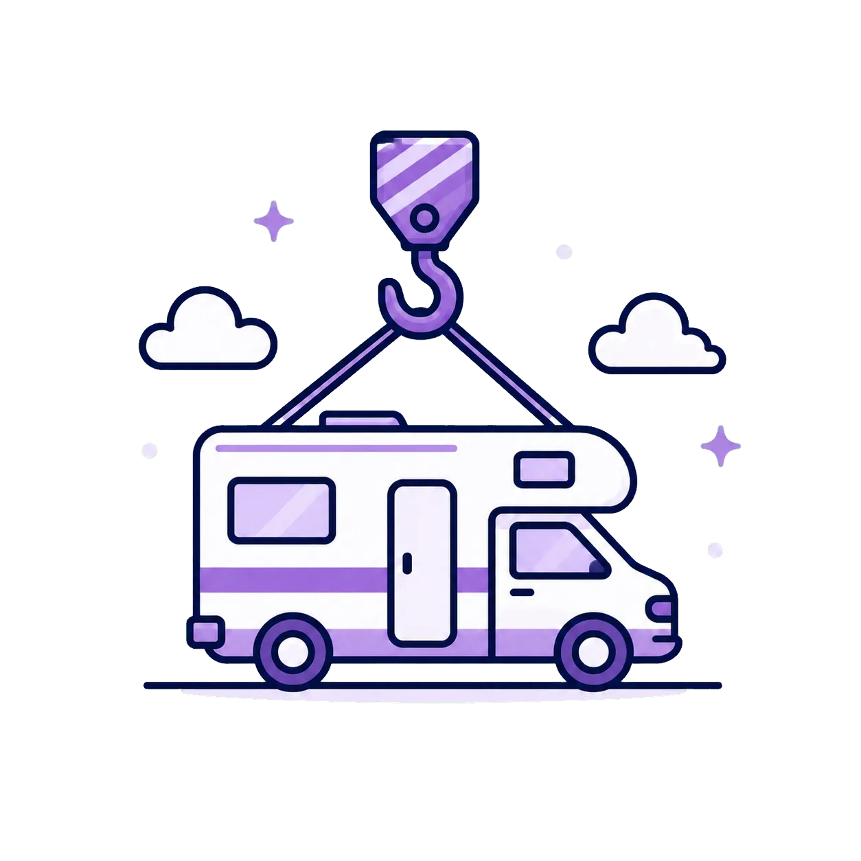 Motorhome being lifted for RV removal