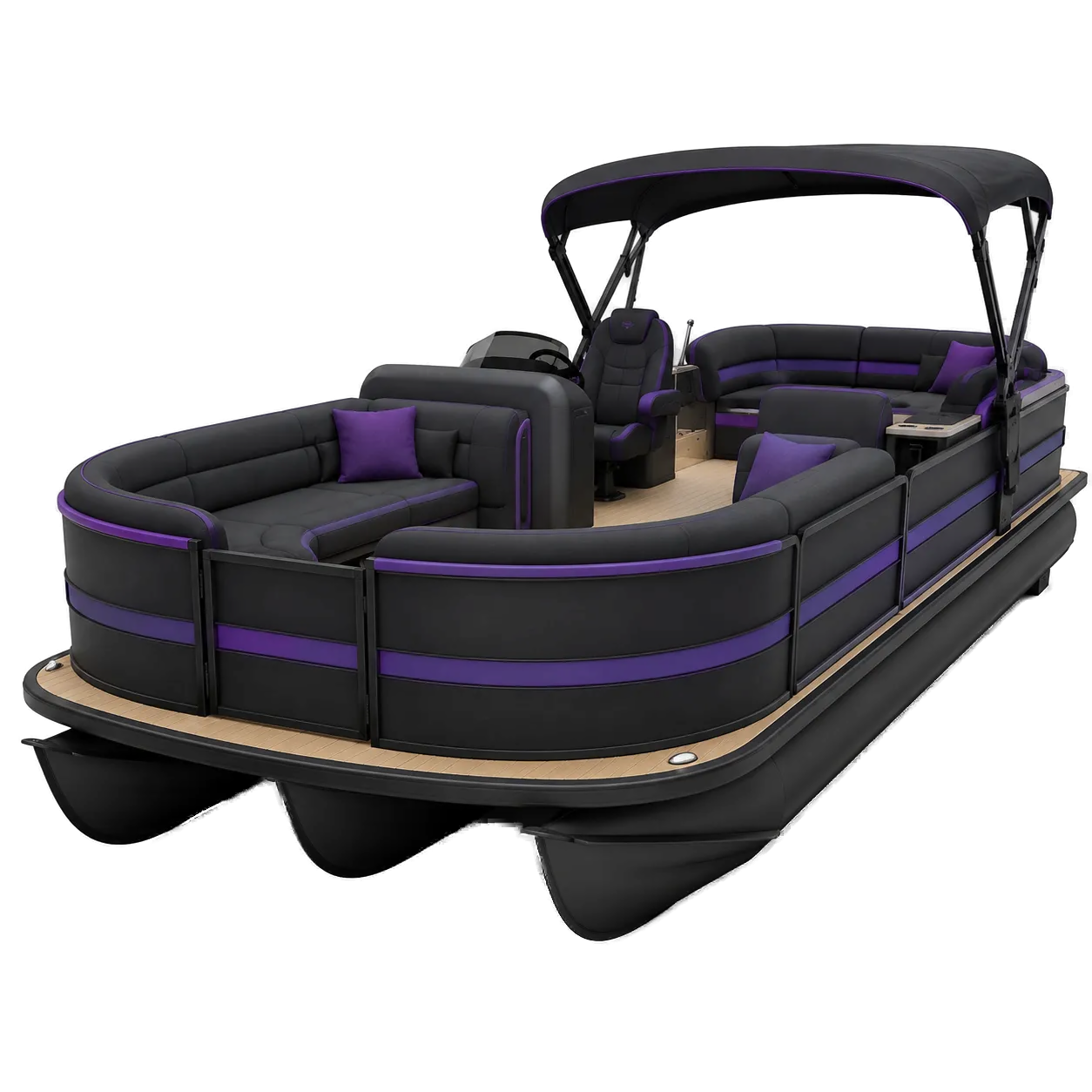 Deck boat with a canopy