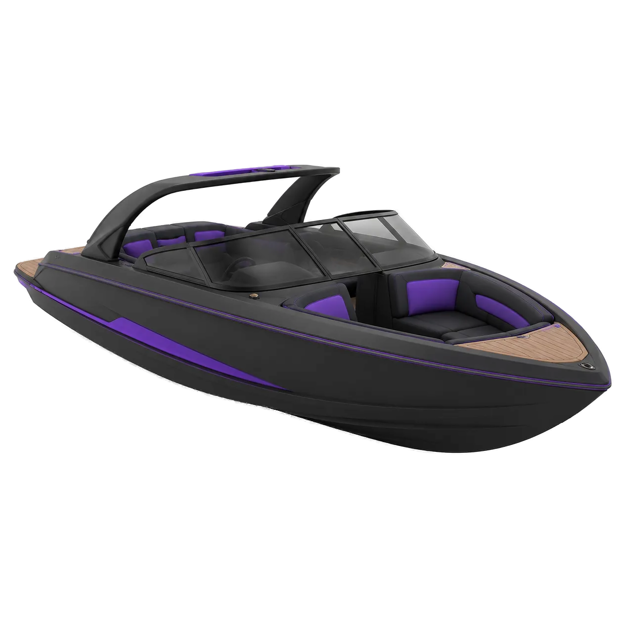 Powerboat with a windshield