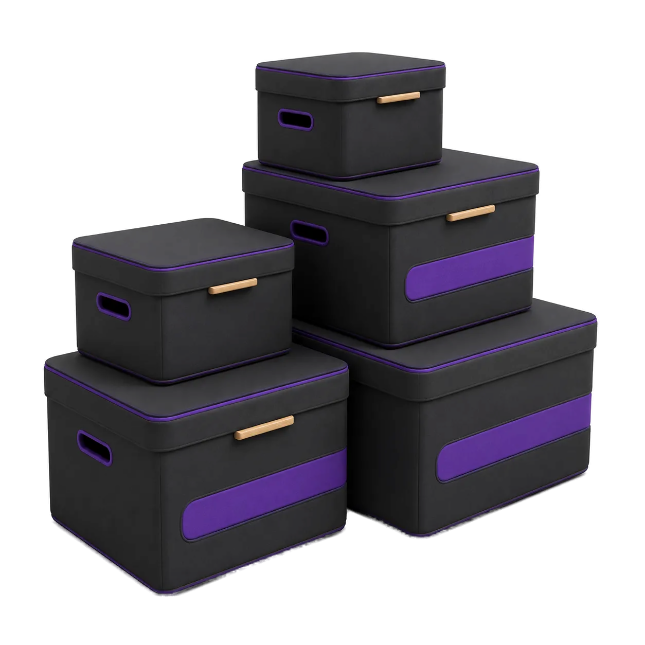 Stack of lidded moving boxes