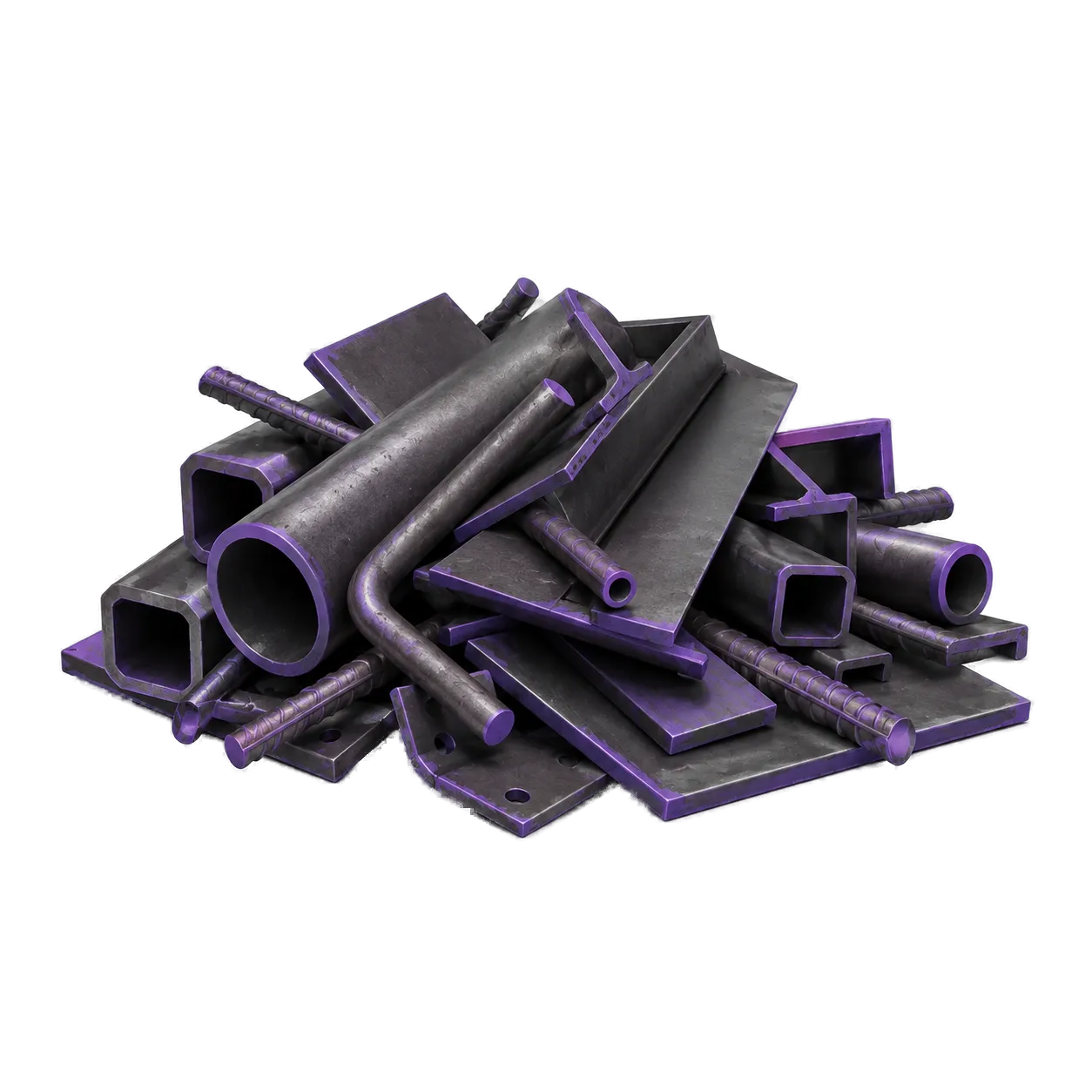 Pile of metal pipes and scrap pieces