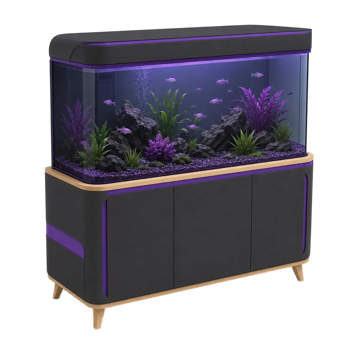 Aquarium on a cabinet stand