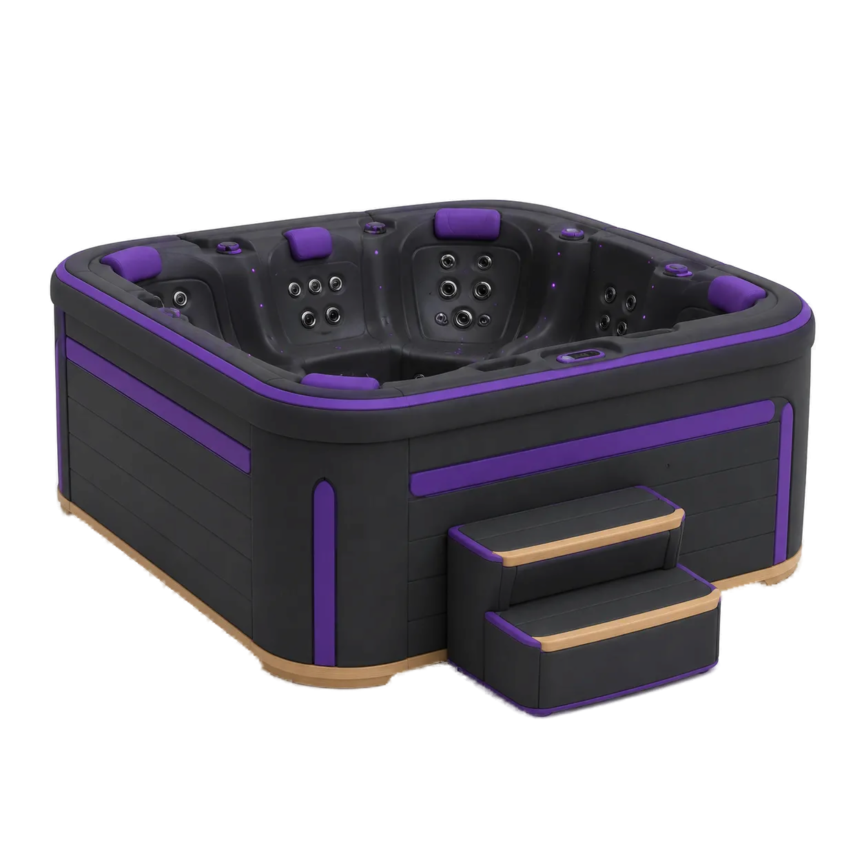 Hot tub with steps