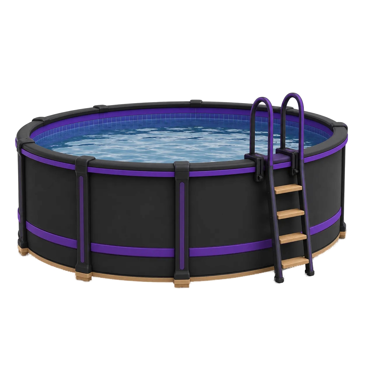 Above-Ground Pools Round above-ground swimming pool with ladder