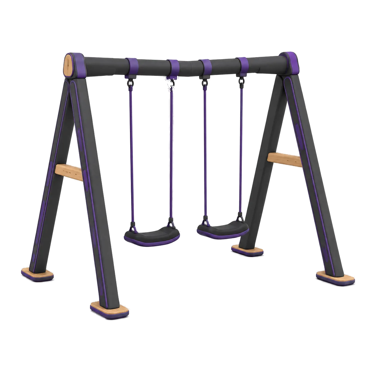 Three-seat outdoor swing set