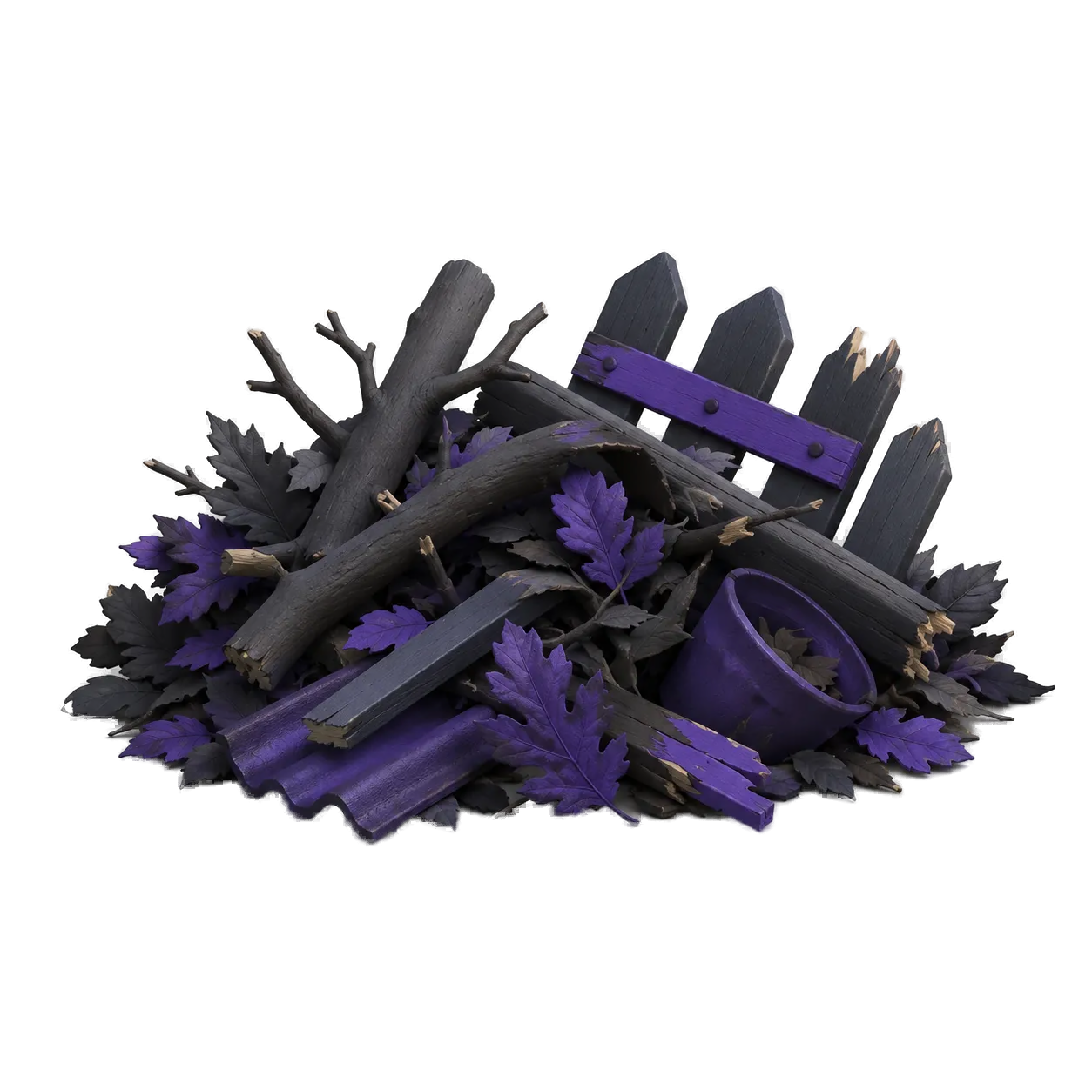 Pile of broken branches and storm debris